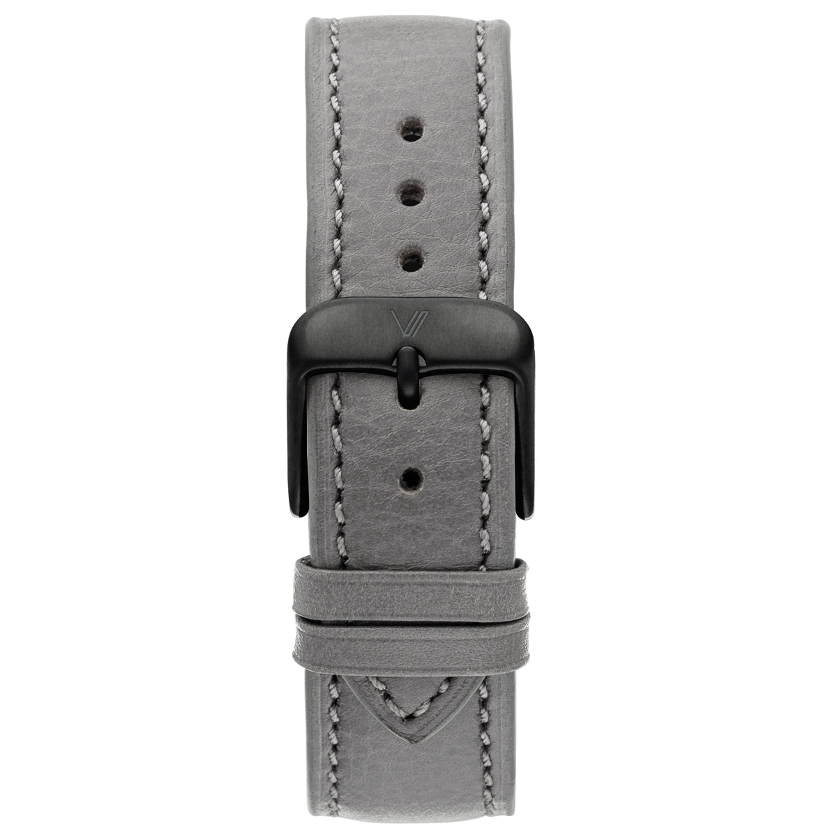 Uhrenarmband Leder Steingrau 20mm Schwarz