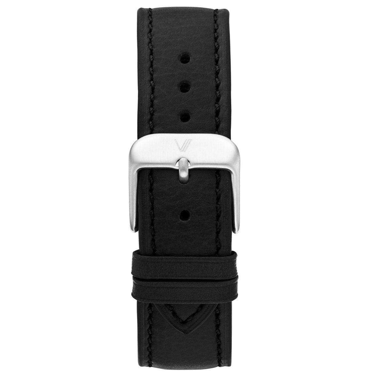 Uhrenarmband Leder Schwarz 20mm Silber