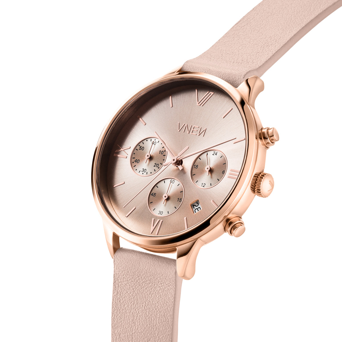 Vaveyla Chrono Rosegold Leder Hellpink Glatt Schraeg