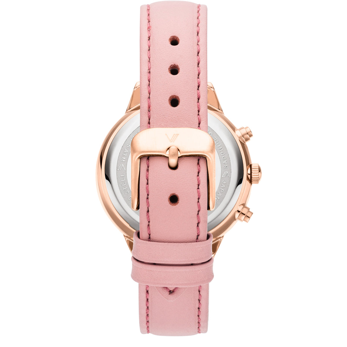Vaveyla Chrono Rosegold Rosegold Leder Pink Rueckansicht