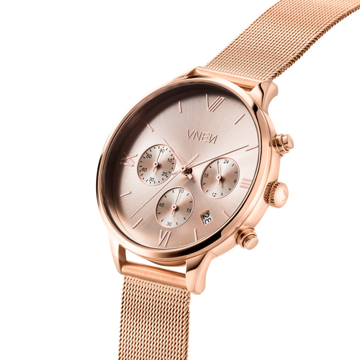 Vaveyla Chrono Rosegold Rosegold Mesh Rosegold Schraeg