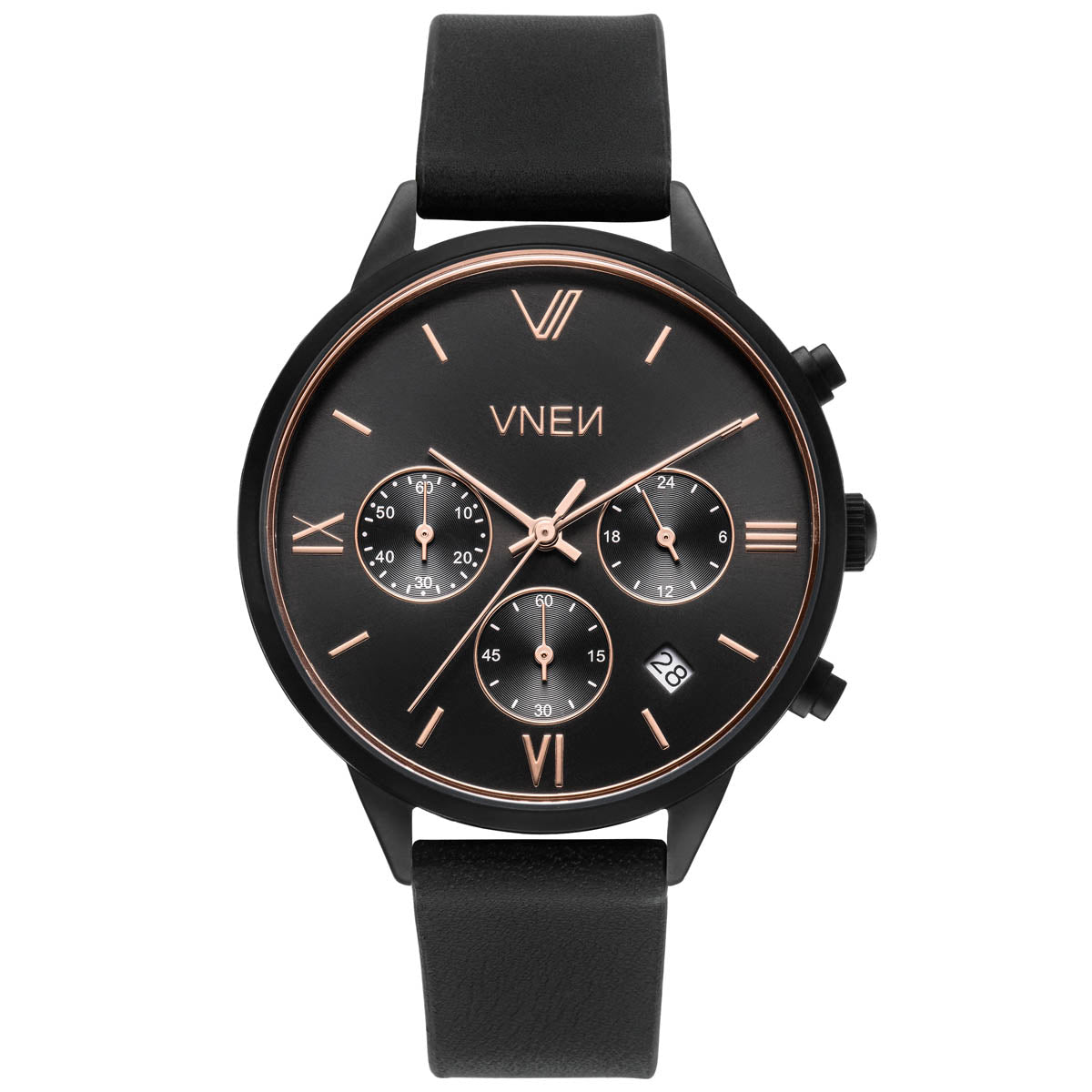 Vaveyla Chrono Schwarz Leder Glatt Front