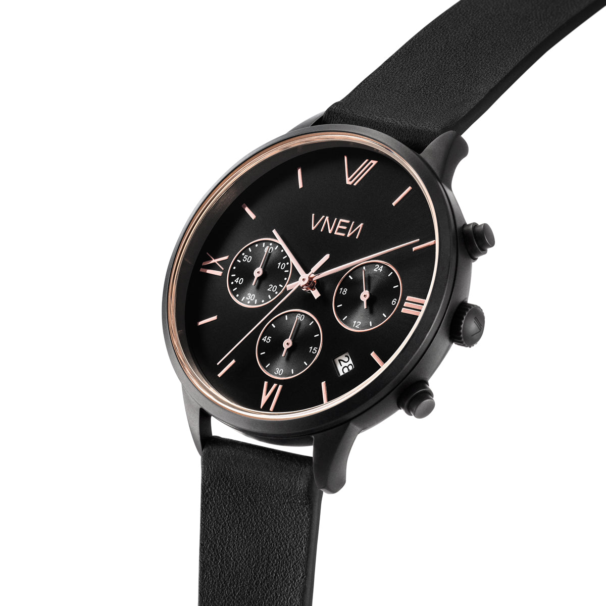 Vaveyla Chrono Schwarz Leder Glatt Schraeg