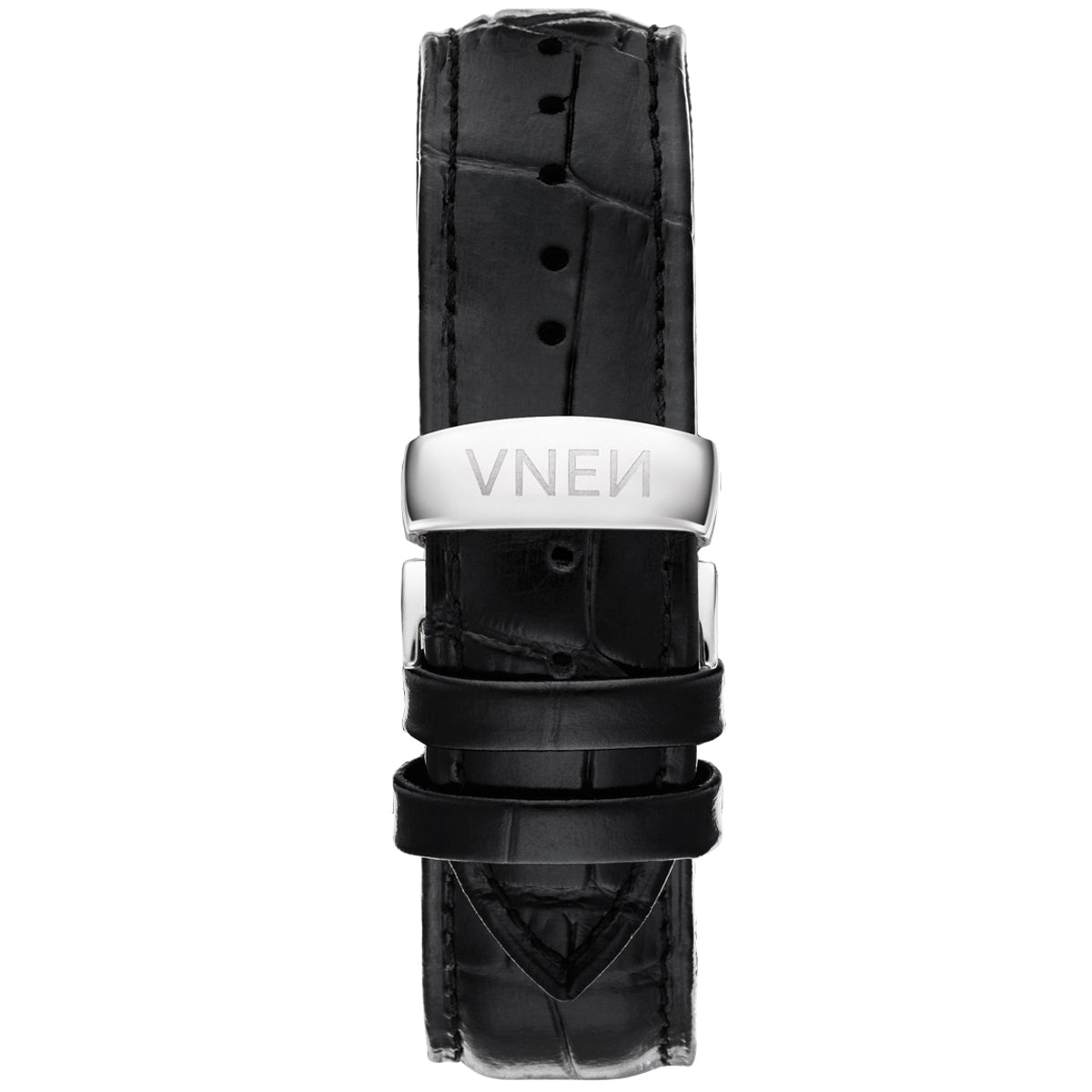 Uhrenarmband Leder Schwarz Allign Pusher Silber