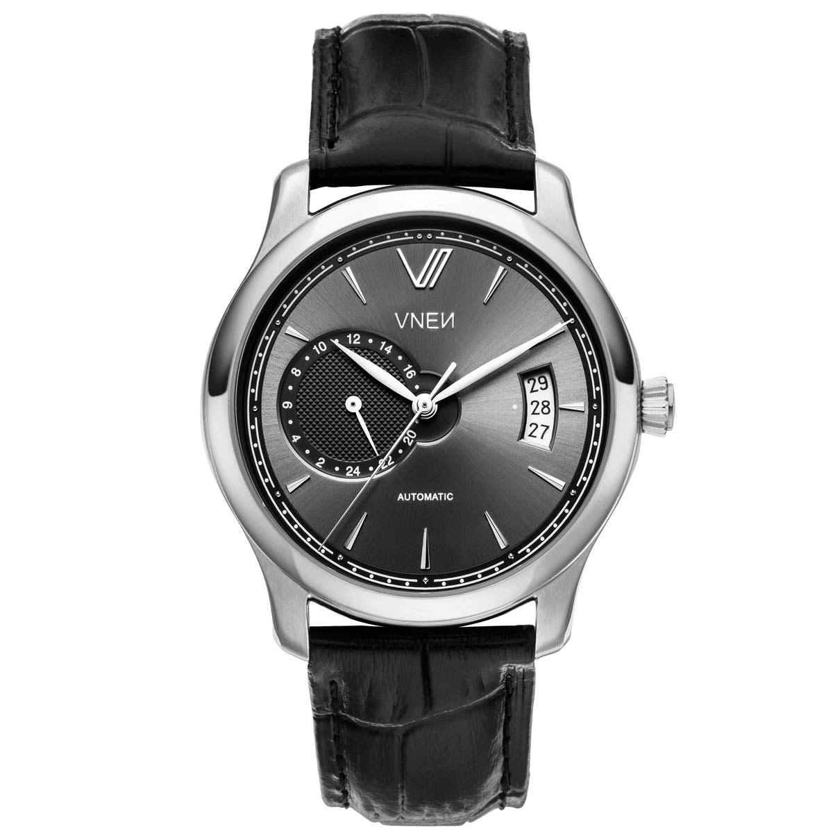 Bite Silber Grau Leder Schwarz Pusher Allign Front