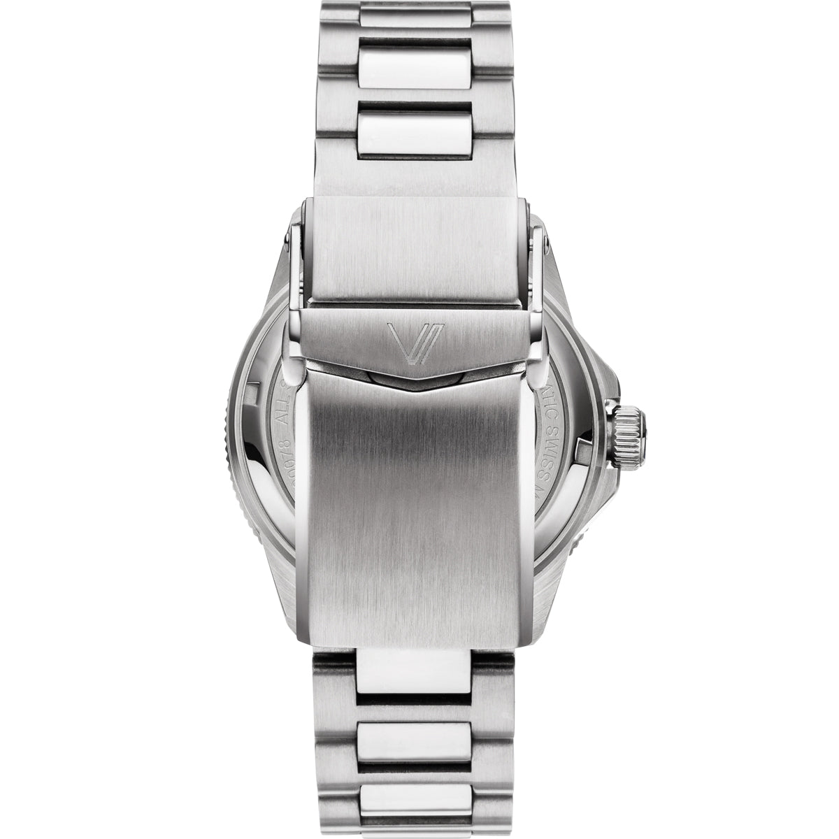 Hedef Diver Date Silber Schwarz Metall Silber Rueckansicht