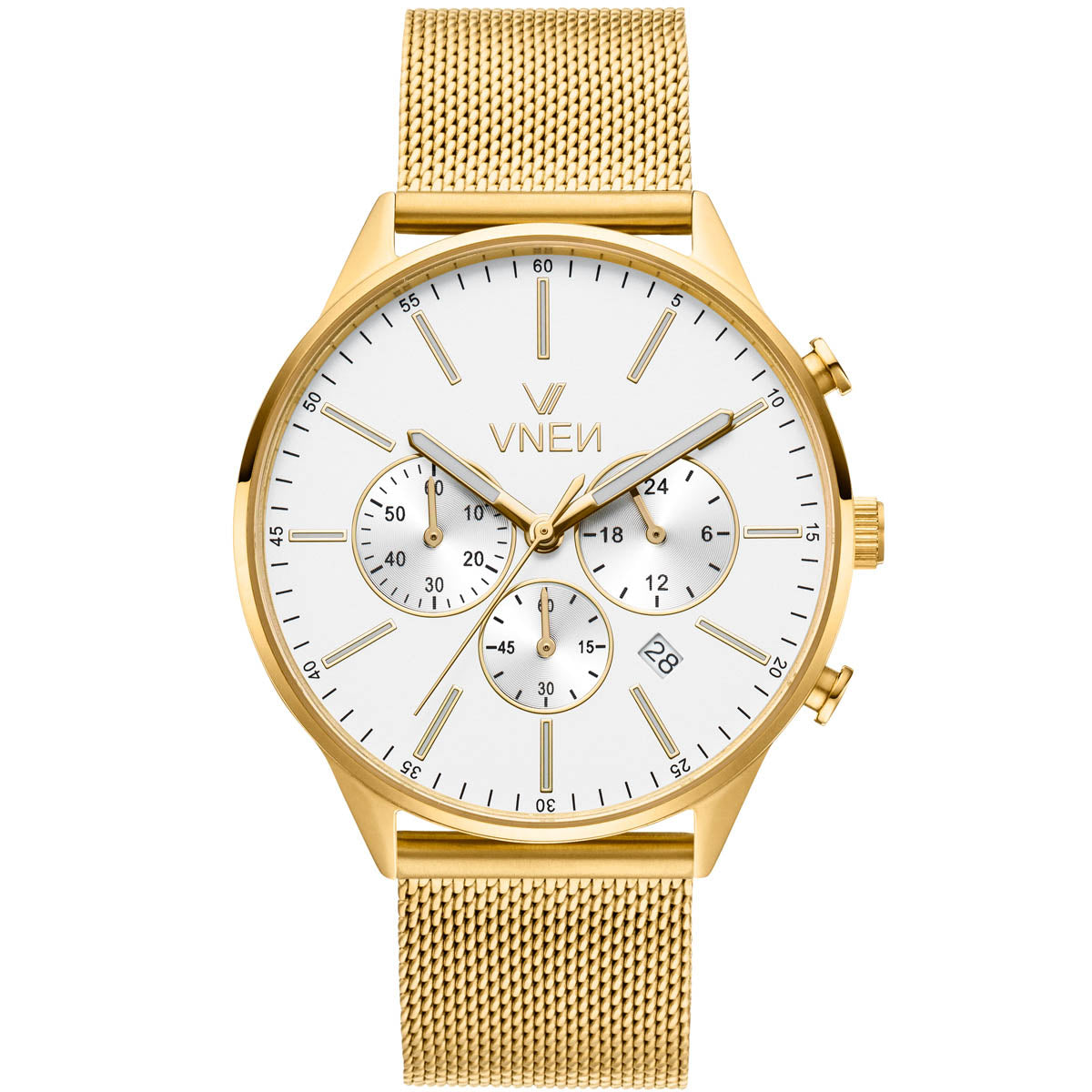 Munir Chrono Gold Weiß Mesh Gold Front