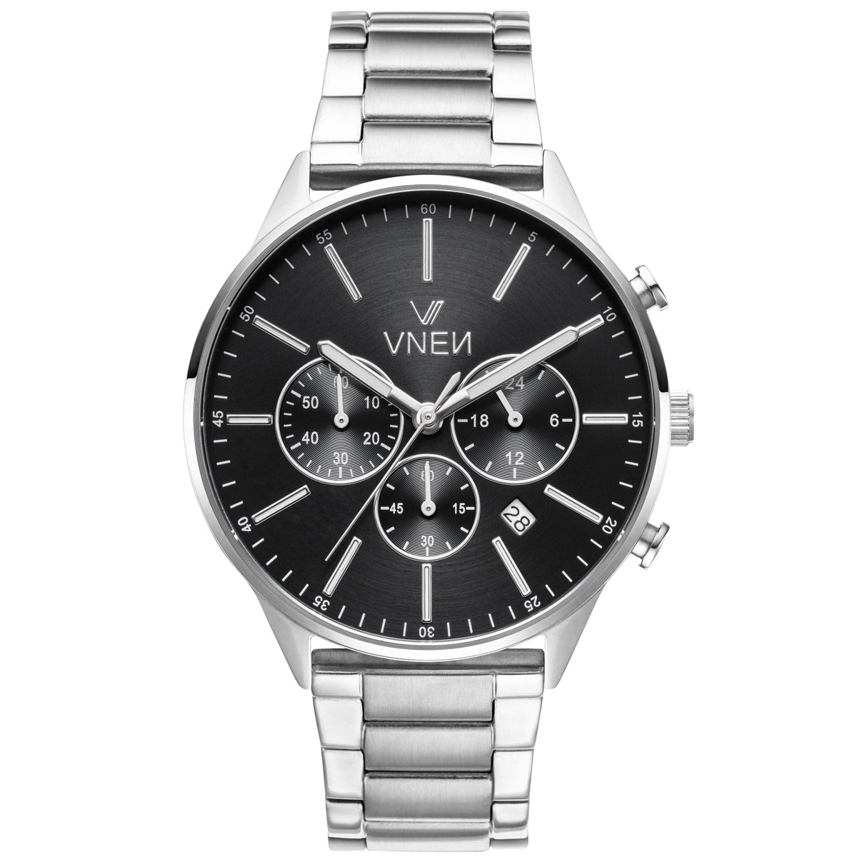 Munir Chrono Silber Schwarz Metall Silber Front