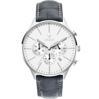 Munir Chrono Silber Weiß Leder Grau Allign Front