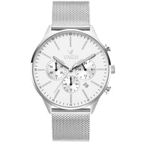 Munir Chrono Silber Weiß Mesh Silber Front