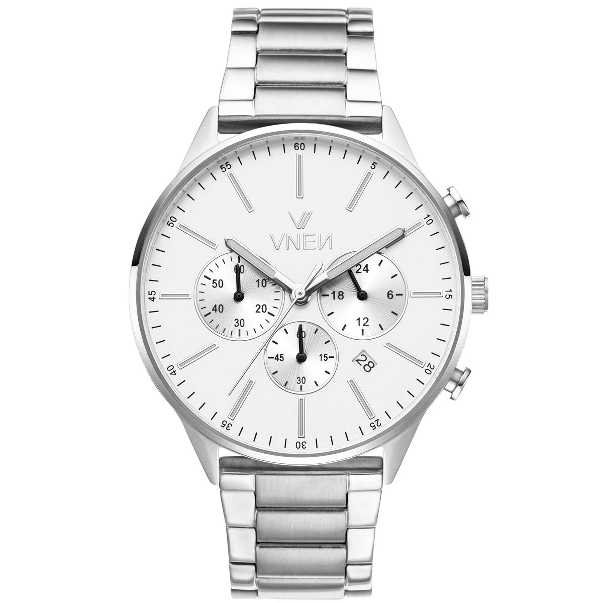 Munir Chrono Silber Weiß Metall Silber Metal Silber Front