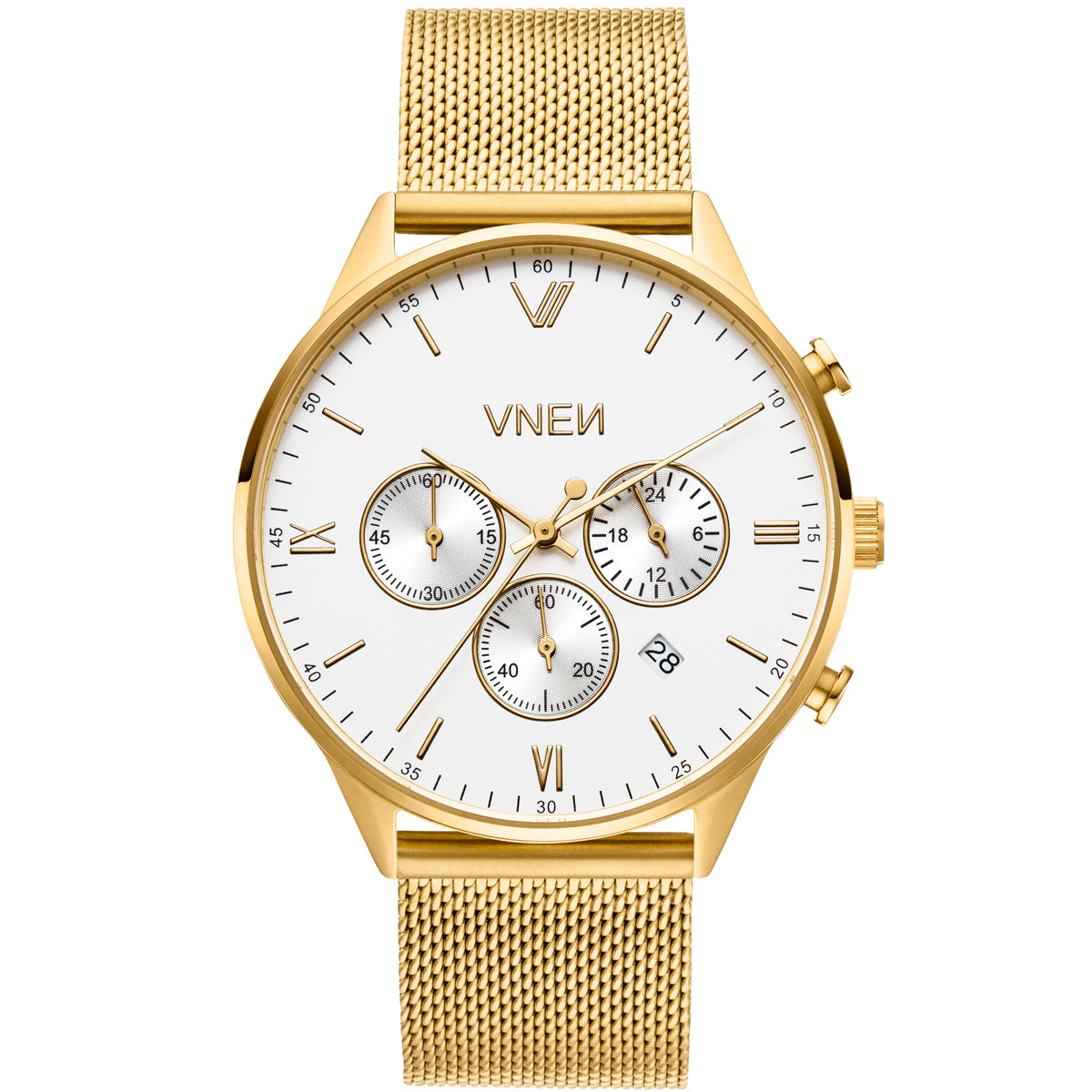 Munis Chrono Gold Weiß Mesh Gold Front