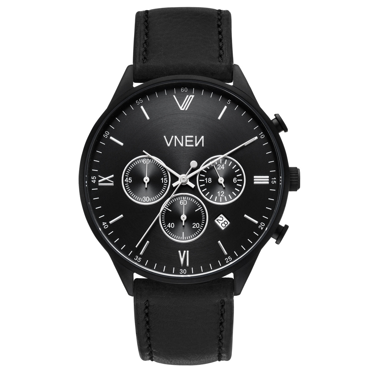 Munis Chrono Schwarz Schwarz Leder Schwarz 2 Front