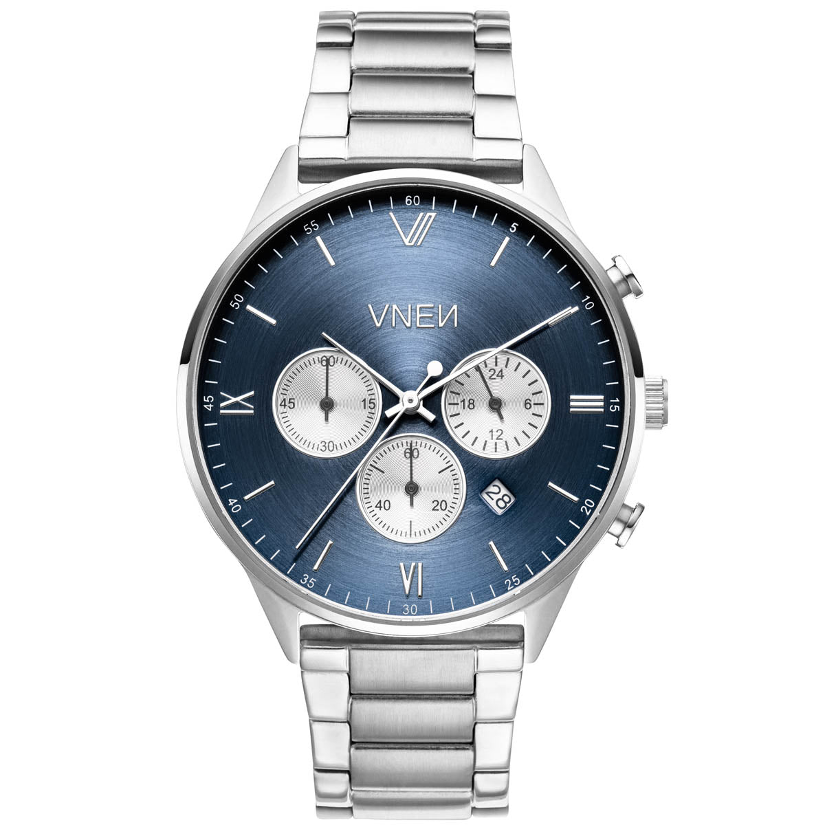 Munis Chrono Silber Blau Metall Silber Front