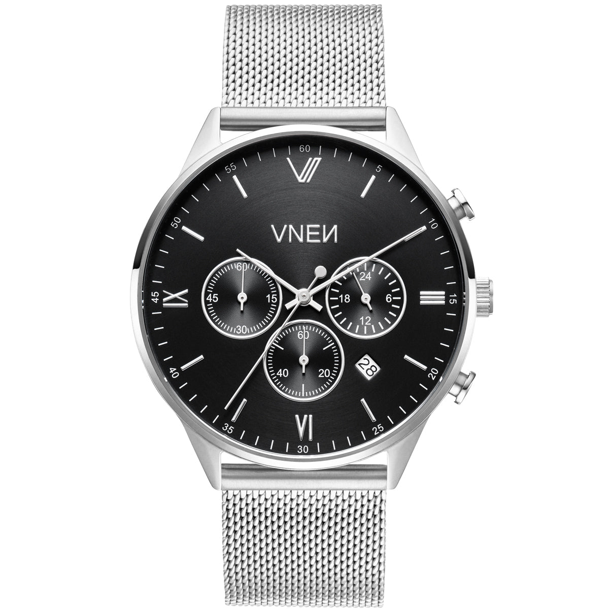 Munis Chrono Silber Schwarz Mesh Silber Front
