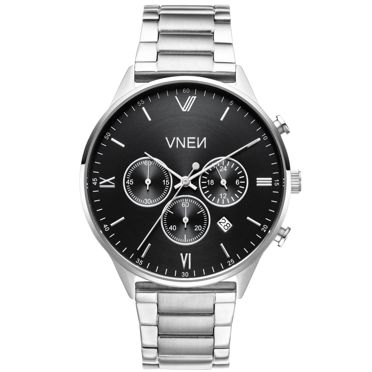Munis Chrono Silber Schwarz Metall Silber Front
