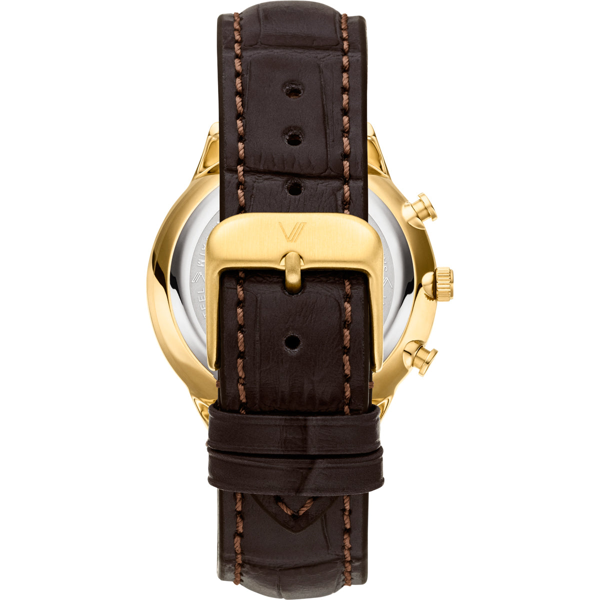 Munis Munir Chrono Gold Weiss Leder Braun Allign Rueckansicht
