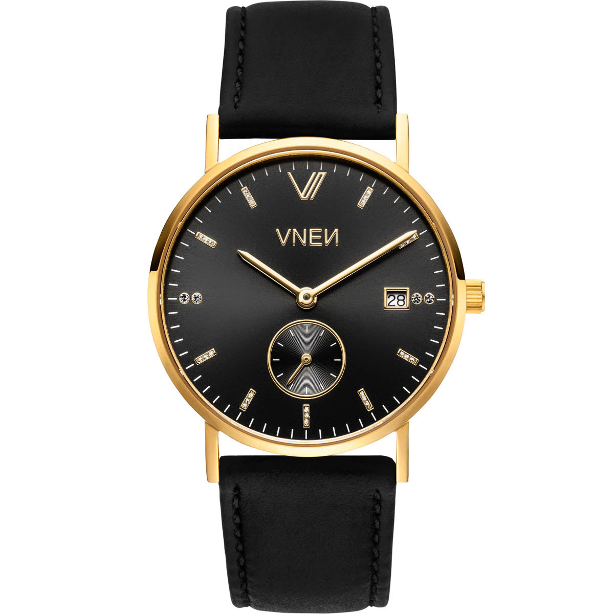 Nevra Gold Schwarz Leder Schwarz 3 Front