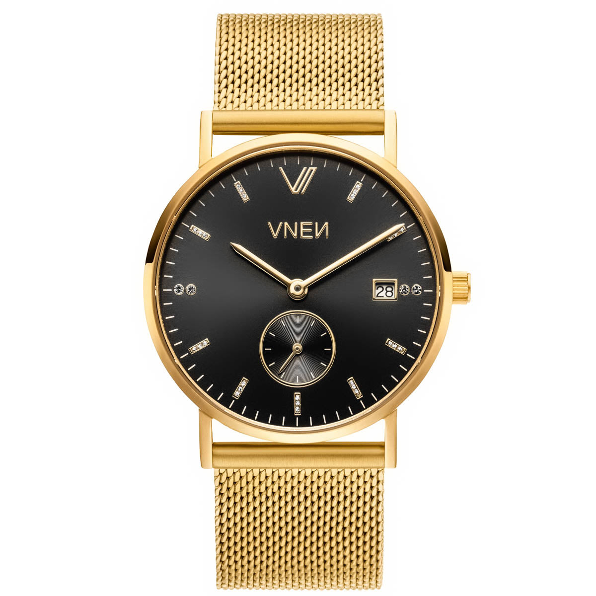 Nevra Gold Schwarz Mesh Gold Front