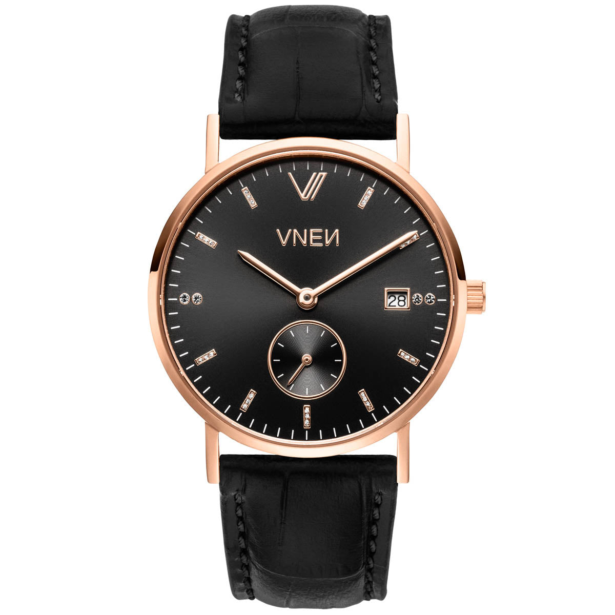 Nevra Roségold Schwarz Leder Schwarz Allign.Front
