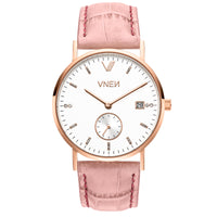 Nevra Roségold Weiß Leder Koralle Allign. Front