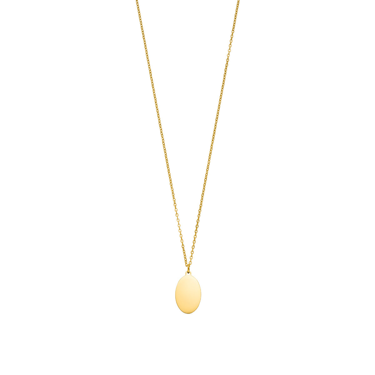 Personalisierbare Halskette mit ovalem Anhänger Edelstahl Gold 14 x 23,5 cm