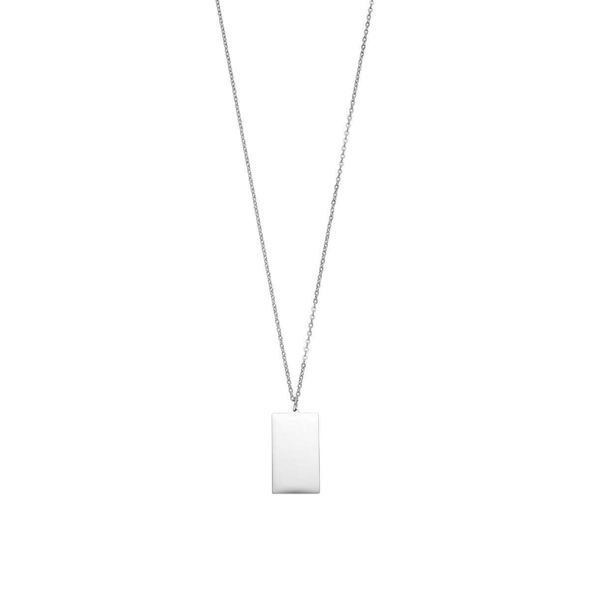 Personalisierbare Halskette mit rechteckigem Anhänger Silber 16,5 mm x 28 mm