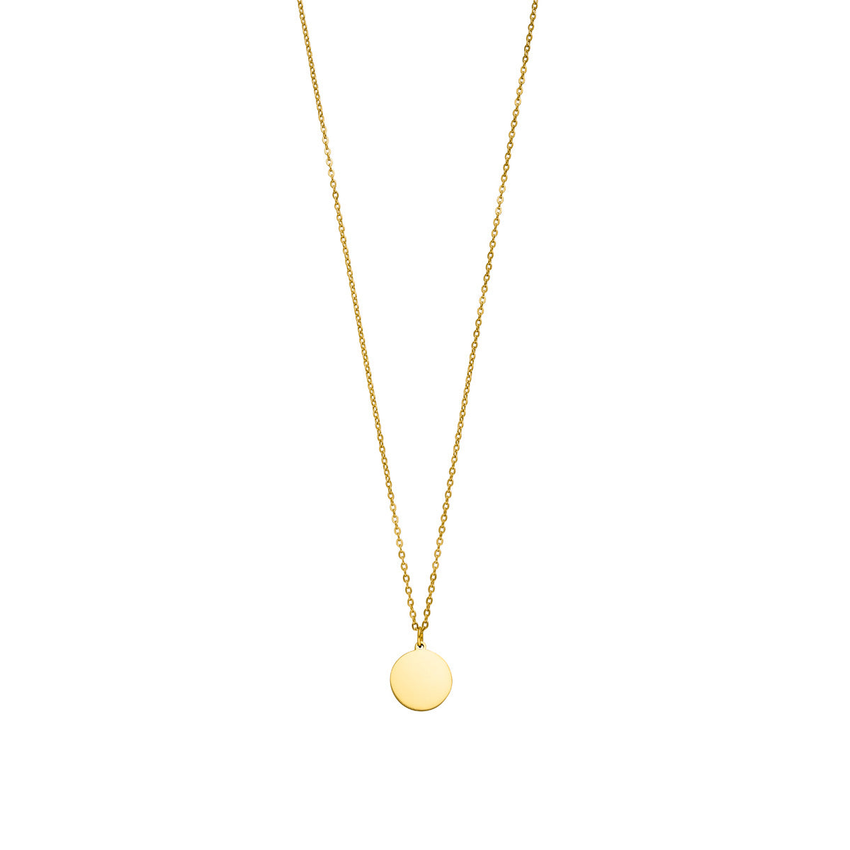 Personalisierbare Halskette mit rundem Anhänger Edelstahl Gold 1,5cm