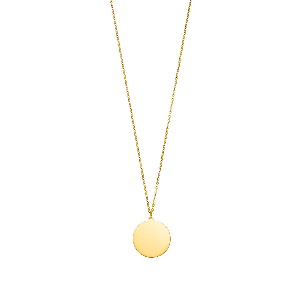 Personalisierbare Halskette mit rundem Anhänger Edelstahl Gold 2,5cm