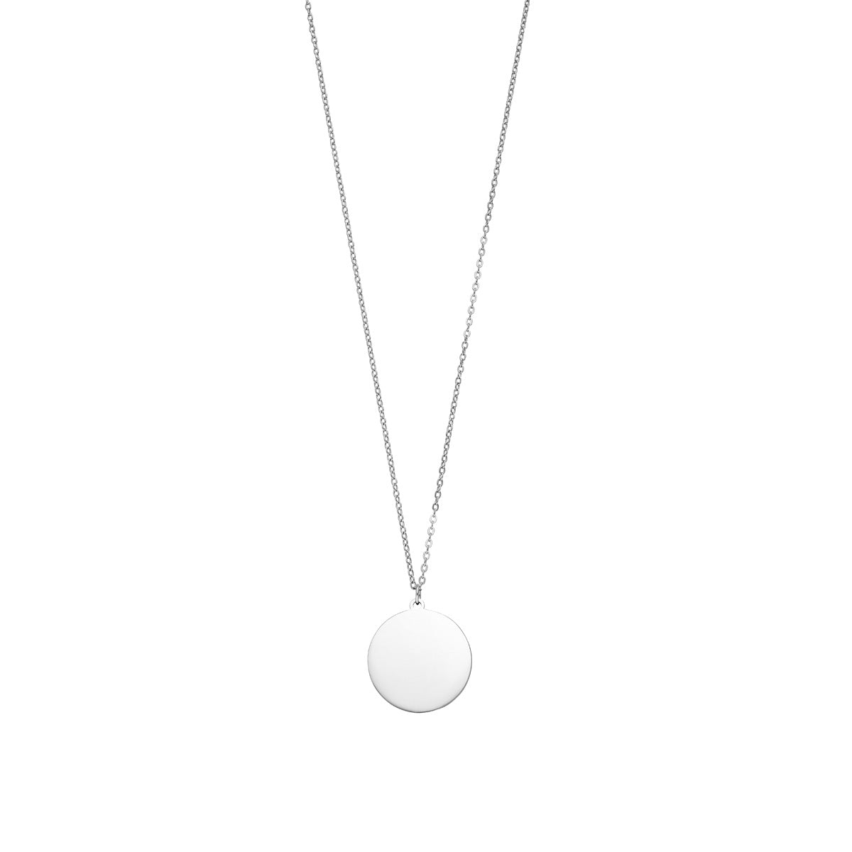 Personalisierbare Halskette mit rundem Anhänger Edelstahl Silber 2,5cm