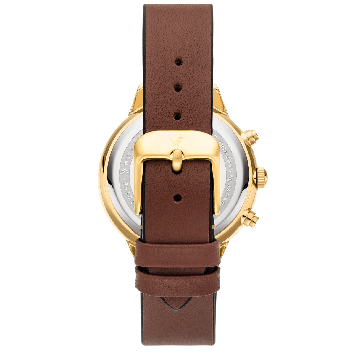 Vaveyla Chrono Gold Weiss Leder Camel Glatt Rueckansicht