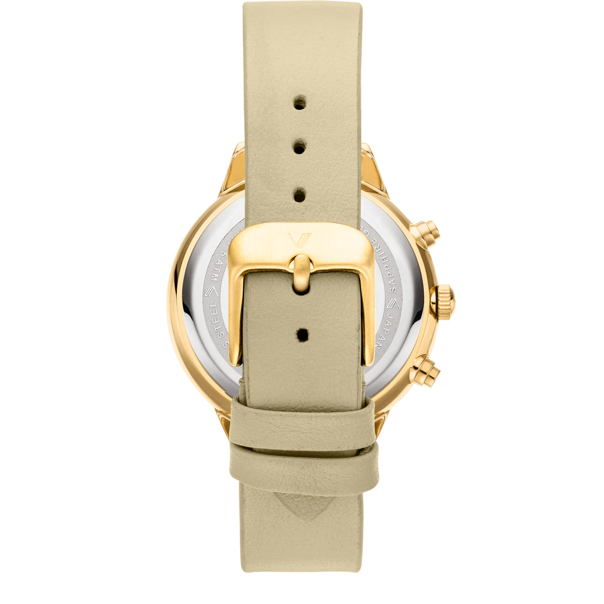 Vaveyla Chrono Gold Weiss Leder Sand Glatt Rueckansicht