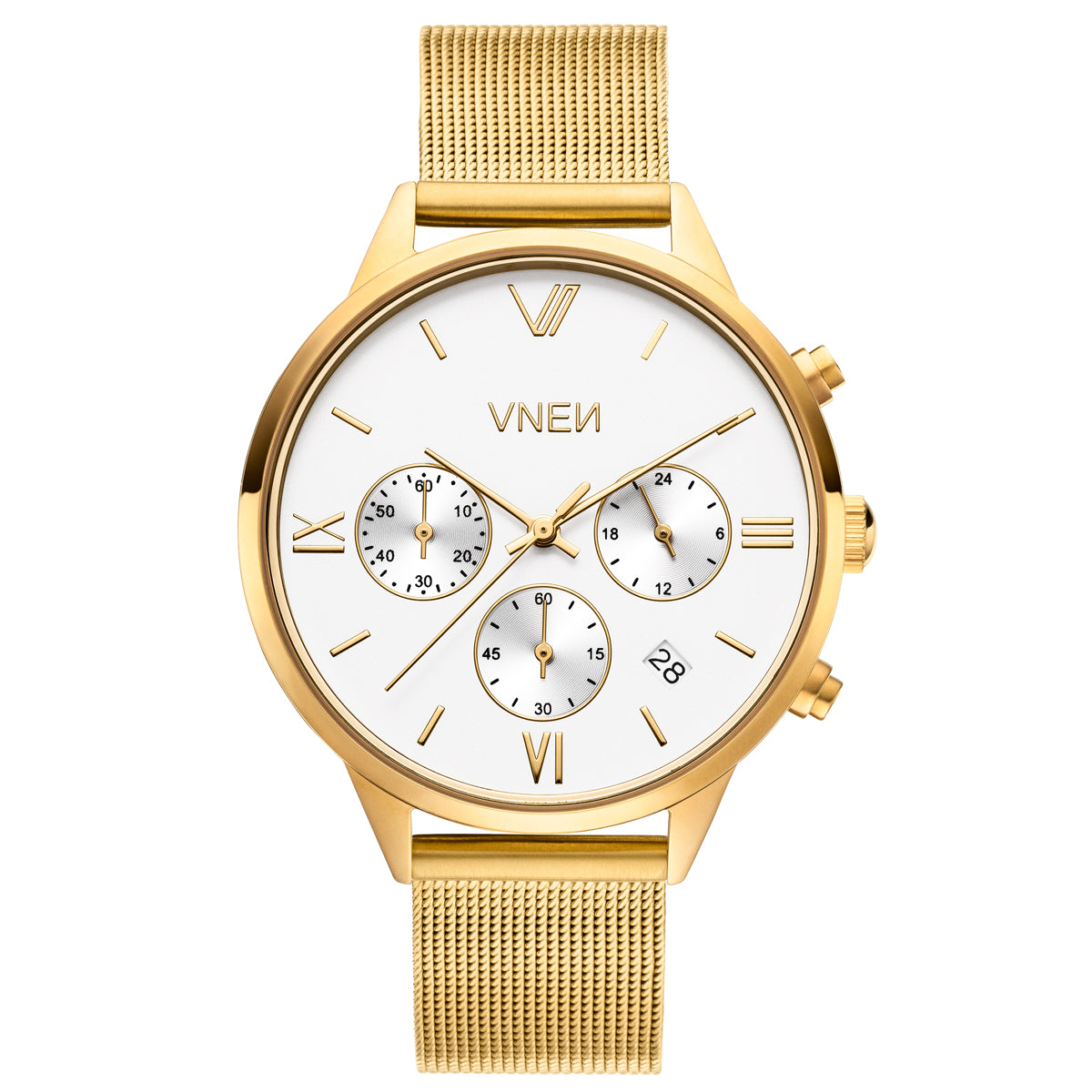Vaveyla Chrono Gold Weiß Mesh Gold Front