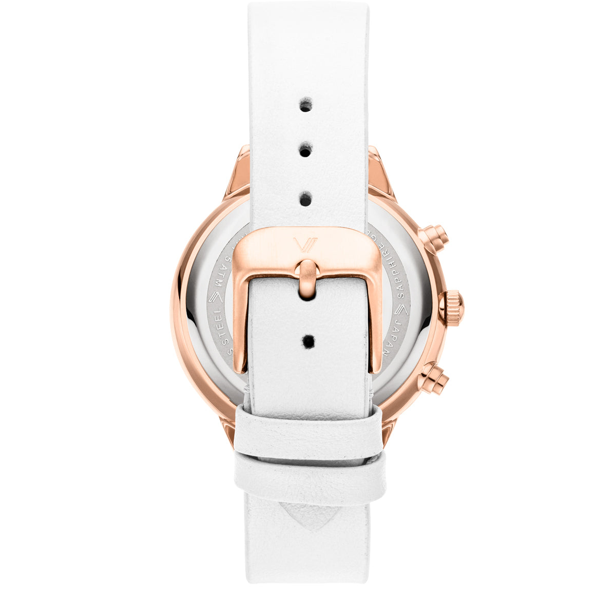 Vaveyla Chrono Rosegold Weiss Leder Weiss Glatt Rueckansicht
