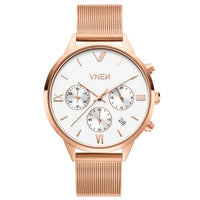 Vaveyla Chrono Roségold Weiß Mesh Roségold Front