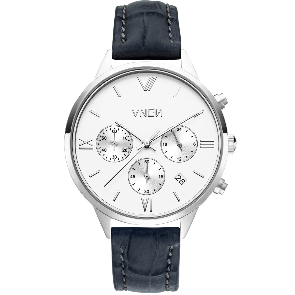 Vaveyla Chrono Silber Weiß Leder Grau Allign Front