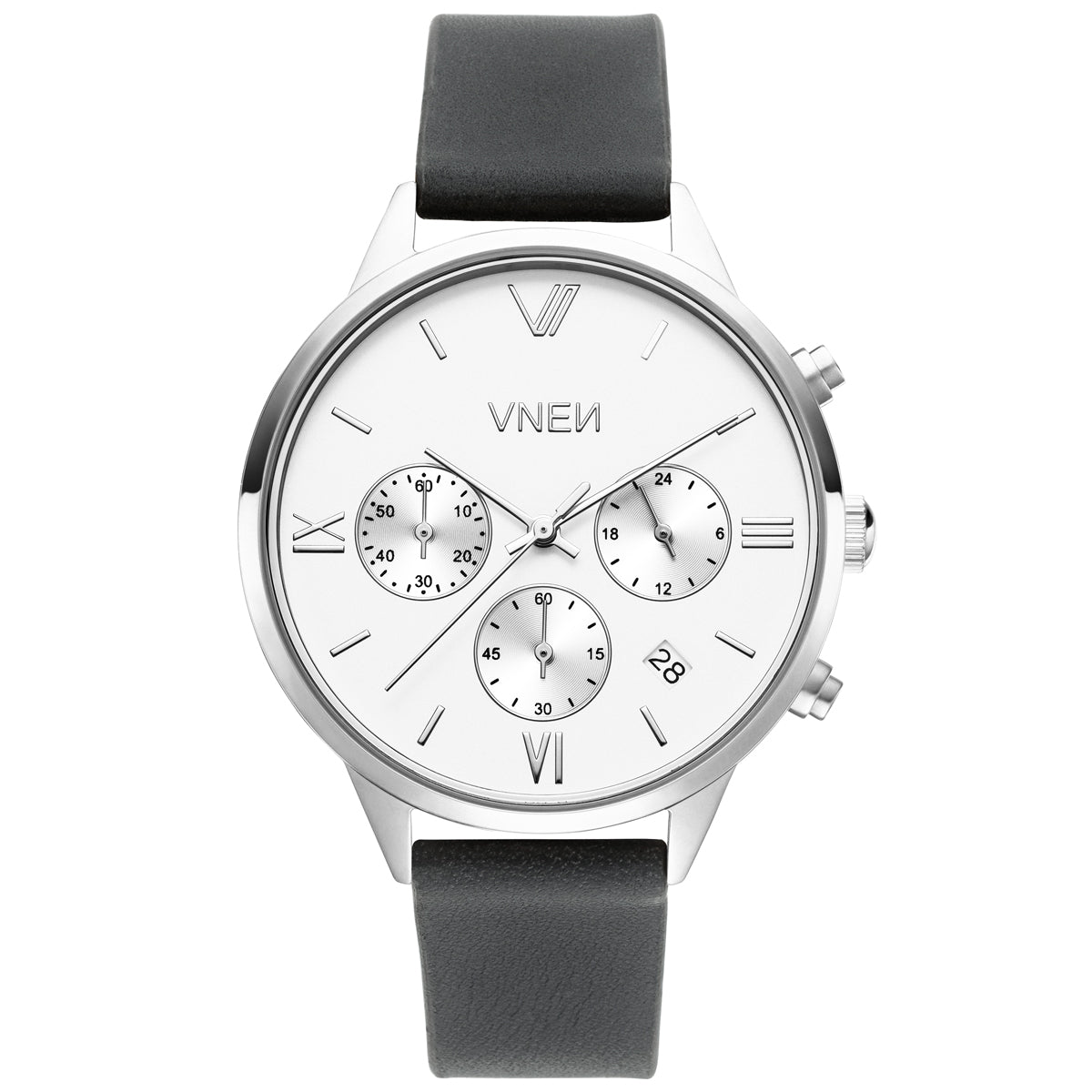 Vaveyla Chrono Silber Weiß Leder Grau Glatt Front