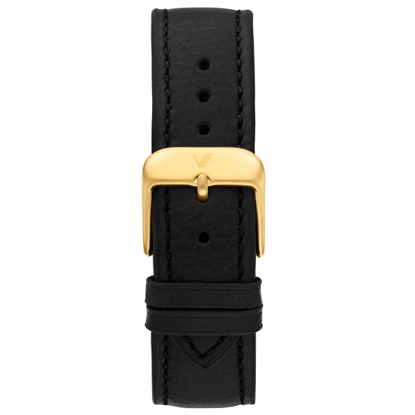 Uhrenarmband Leder Schwarz 2 20mm Gold