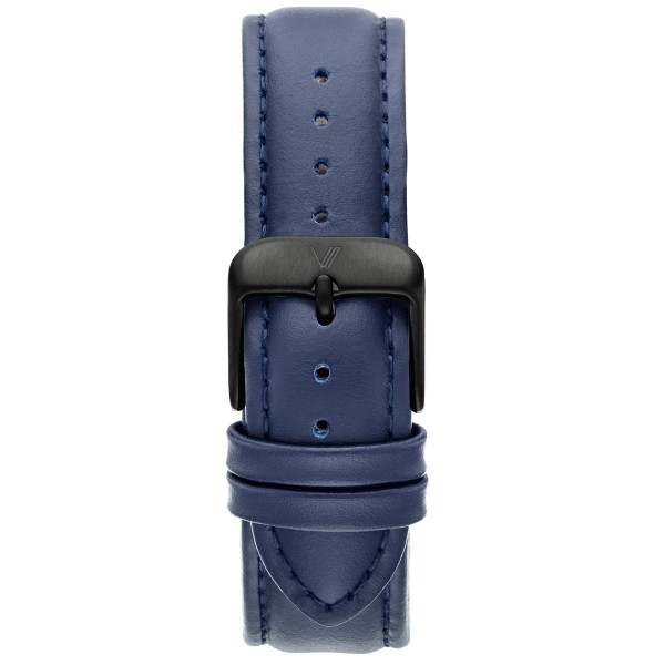 Uhrenarmband Leder Blau 20mm Schwarz
