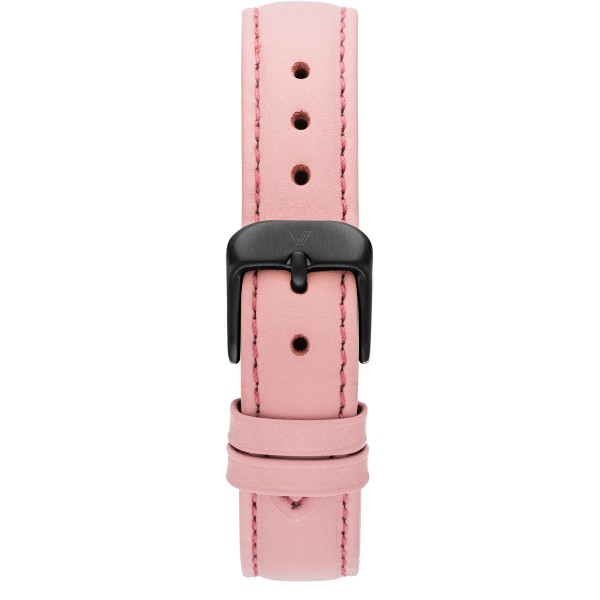 Uhrenarmband Leder Pink 16mm Schwarz
