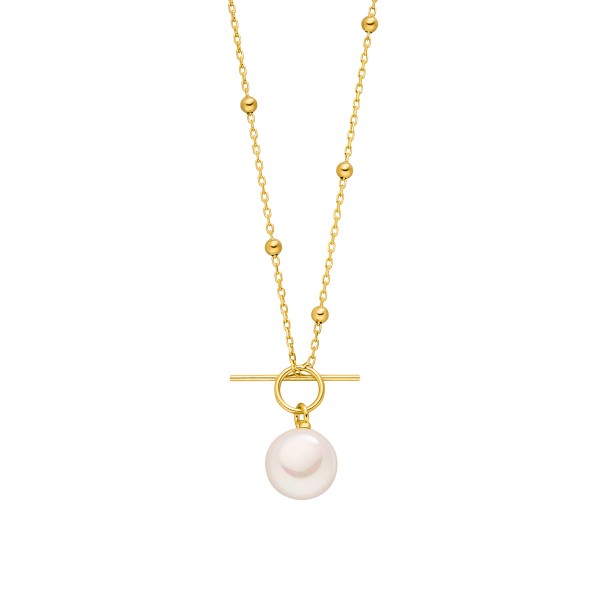 Asmara Perlen Halskette mit Kugeln und T-Verschluss Gold 925 Sterling Silber