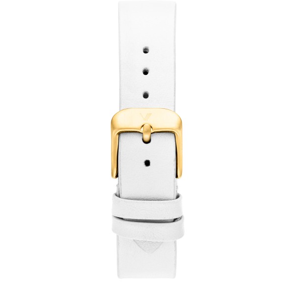 Uhrenarmband Leder Weiß Glatt 16mm Gold