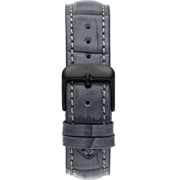 Uhrenarmband Leder Grau Allign. Schwarz 20mm 196mm schwarz