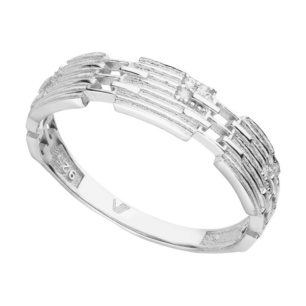Sadia Trendy Ring mit einzelnen Zirkonia-Steinen Silber 925 Sterling Silber