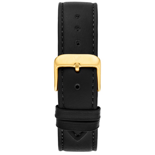 Uhrenarmband Leder Schwarz 3 20mm Gold
